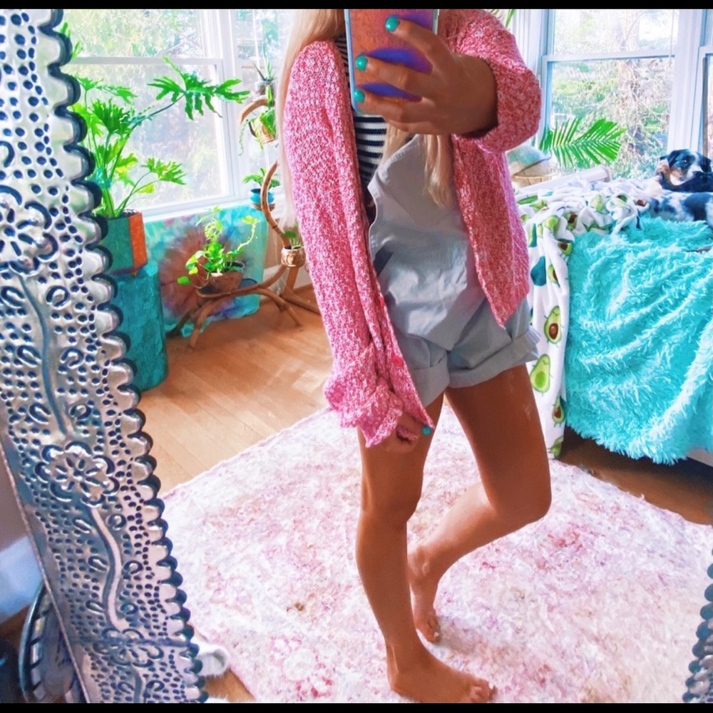 Buttoned Pink Cozy Spring Marled Cardi 🌈